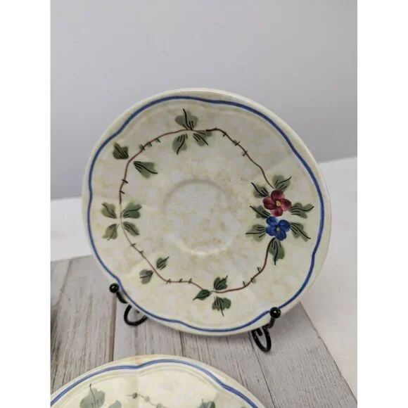 LongChamps France Nemours Set of 3 Saucers Plates Vintage 6 1/2” Hand Painted - Picture 2 of 8